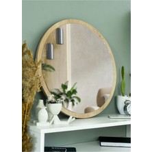 Nysamo 58 cm Safir Meşe Dekoratif Yuvarlak Antre Hol Koridor Duvar Salon Mutfak Banyo Wc Ofis Aynası