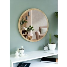 Nysamo 58 cm Safir Meşe Dekoratif Yuvarlak Antre Hol Koridor Duvar Salon Mutfak Banyo Wc Ofis Aynası