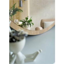 Nysamo 58 cm Safir Meşe Dekoratif Yuvarlak Antre Hol Koridor Duvar Salon Mutfak Banyo Wc Ofis Aynası
