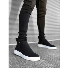 Xon1 201 Bağcıksız Rahat Kalın Taban Siyah Beyaz Erkek Spor Yarım Bilek Bot