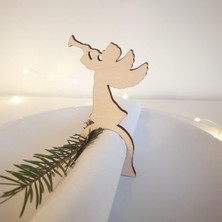 Lora Davet Mdf Dekoratif Yılbaşı Süsleri Peçetelik (6 Adet) Akçaağaç - 16255