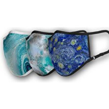 Circles 3'lü Yıkanabilir Maske Paketi(Aqua-Deep Sky-Starry Night)