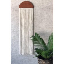 Deepb Makrome Duvar Dekoru - Mdf ve Makrome Duvar Süsü - Krem 25 cm