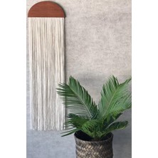Deepb Makrome Duvar Dekoru - Mdf ve Makrome Duvar Süsü - Krem 25 cm