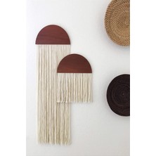 Deepb Makrome Duvar Dekoru - Mdf ve Makrome Duvar Süsü - Krem 25 cm