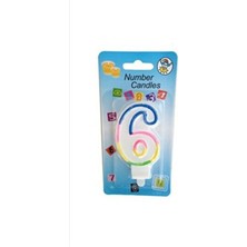 Dipak Renkli 6 Rakam Pasta Üstü Mum 7 cm
