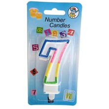 Dipak Renkli 7 Rakam Pasta Üstü Mum 7 cm