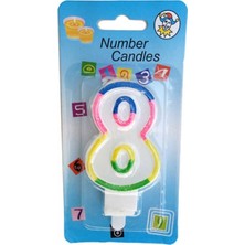 Dipak Renkli 8 Rakam Pasta Üstü Mum 7 cm
