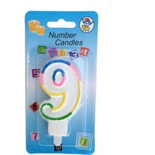 Dipak Renkli 9 Rakam Pasta Üstü Mum 7 cm
