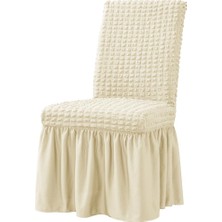 Elgeyar Bürümcük Sandalye Kılıfı,sandalye Örtüsü Etekli,  Lastıkli, Standart 6li