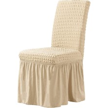 Elgeyar Bürümcük Sandalye Kılıfı,sandalye Örtüsü Etekli,  Lastıkli, Standart 6li