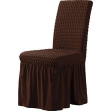 Elgeyar Bürümcük Sandalye Kılıfı,sandalye Örtüsü Etekli,  Lastıkli, Standart 6li