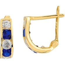 Cebeci Çocuk Lacivert Taşlı Küpe