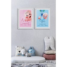 Özcanlar Çerçeve Çerçeveli Bebek ve Çocuk Odası Tablo Seti Kız ve Erkek Doğum Kutlama