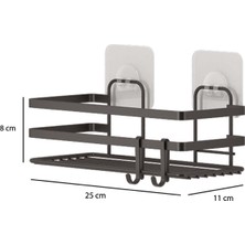 Teknotel Yapışkanlı Kancalı 2 Adet Banyo Rafı Mat Siyah ST281H