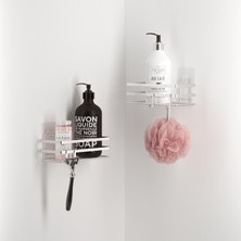 Tekno-tel Yapışkanlı Kancalı 2 Adet Banyo Rafı Silver ST281H