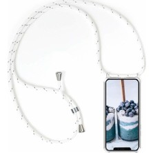 Case 4U Apple iPhone 13 Pro Kılıf Boyuna Askılı İpli Darbe Emici Anti Shock Kapak Beyaz - Siyah
