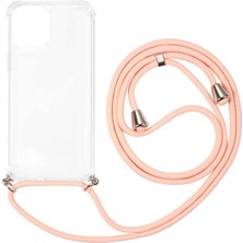 Case 4U Apple iPhone 13 Kılıf Boyuna Askılı İpli Darbe Emici Anti Shock Kapak Rose Gold