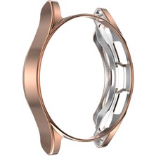 Case 4U Samsung Galaxy Watch 4 Akıllı Saat Cam Ekran Koruyucu Çerçeveli Tam Koruma 40mm Gard 02  Rose Gold