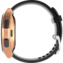 Case 4U Samsung Galaxy Watch 4 Akıllı Saat Cam Ekran Koruyucu Çerçeveli Tam Koruma 44mm Gard 02  Siyah