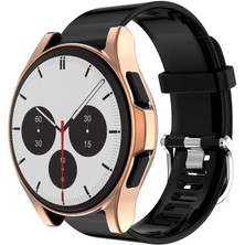 Case 4U Samsung Galaxy Watch 4 Akıllı Saat Cam Ekran Koruyucu Çerçeveli Tam Koruma 44mm Gard 02  Siyah