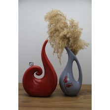 By Damla Collection Seramik Salyangoz Obje ve Pelikan Vazo Ikili Set