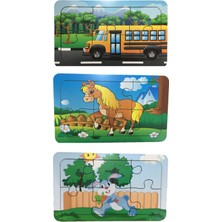 Trendy Toys Ahşap Puzzle Ilk Yapbozum 3 Adet 6 Parçalı 18X11CM