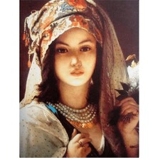 Parla Türkmen Kızı Sayılarla Boyama Seti Kasnaklı 40 x 50 cm