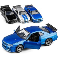 (Golf Gtı-Şerit) 1:36 Nissan Gt-R R34 Spor Araba Alaşım Modeli, Simüle Metal Geri Çekin Model Oyuncaklar