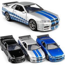 (Dodge-Red) 1:36 Nissan Gt-R R34 Spor Araba Alaşımlı Model, Simüle Metal Çekin Geri Çekin Model Oyuncaklar Için