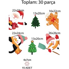 Echo Home Yılbaşı Noel Baba, Penguen, Kardan Adam, Kurabiye Adam Cam, Duvar, Kapı Sticker
