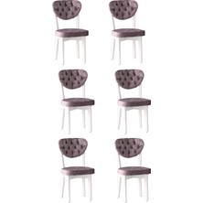 Sweet Home 6 Adet Gala Sandalye Beyaz Ahşap Kapitoneli