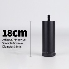 Dolity Alüminyum Alaşım Ayarlanabilir Mobilya Koltuk Dolap Ayağı 4 Adet Siyah 18 cm