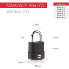 Force Chain Yale Kilit Y227B/45/122/1 45 mm Protector Serisi Zor Hava Şartlarına Dayanıklı Asma Kilit