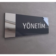 Yönline Aynalı Klasik Seri Yönetim Kapı Isimliği 24 x 9 cm