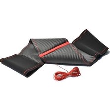 Gürler Oto Aksesuar Hyundai Era Dikmeli Direksiyon Kılıfı Alkantra Kırmızı Yüzüklü A+Plus