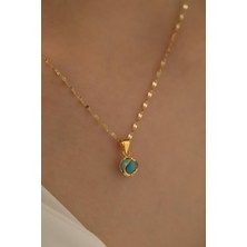 Milet Kuyumculuk 14 Ayar Altn Kafesli Firuze Aynalı Zincir Kolye