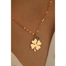 Milet Kuyumculuk 14 Ayar Altın Yonca Göz Aynalı Zincir Kolye