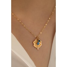 Milet Kuyumculuk 14 Ayar Altın Baskı Yonca Göz Aynalı Zincir Kolye