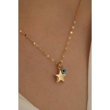 Milet Kuyumculuk 14 Ayar Altın Yıldız Göz Aynalı Zincir Kolye