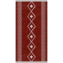 Nar Store Home Decoser 2043 Turuncu Kiremit Rengi Iskandinav Desen Pamuk Tabanlı Kaymaz Yıkanabilir Halı Kilim