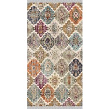 Nar Store Home Decoser 8004 Renkli Yıkanabilir Pamuk Tabanlı Kaymaz Kilim