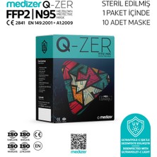 Qzer New Young Desenli Ffp2 N95 Maske Meltblownlu