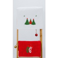 Vevien Home Happy Christmas Yılbaşı Nakışlı %100 Pamuk 50X90 2'li Havlu Seti