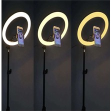 Asfal Kumandalı Youtuber Selfie LED Işıklı 210 cm Tripod 10 Inç(26 Cm) Kuaför Makyaj Işığı Tiktok Işığı
