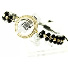 ŞEN ŞENALTIN SİYAH KRİSTAL SARI DORİKALI MAKROME BİLEKLİK