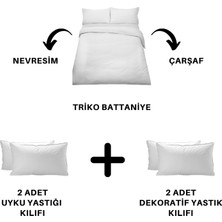 Minelya Home 7 Parça Triko Battaniyeli Nakışlı Meyra Pamuk Nevresim Takımı