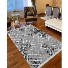 NarStore Home Decoser 8024 Gri Antrasit Yıkanabilir Pamuk Tabanlı Kaymaz Kilim