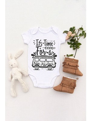 Tuğba Baby Unisex Bebek Yeni Bir Macera Zamanı Baskılı Body Zıbın