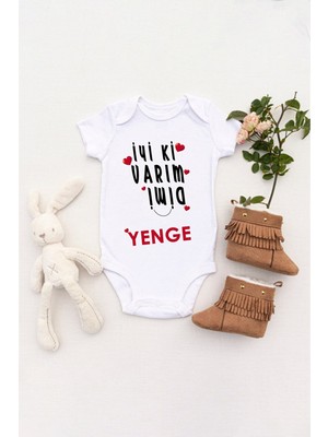 Tuğba Baby Unisex Bebek Iyi Ki Varım Dimi Yenge Baskılı Body Zıbın